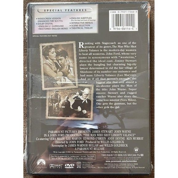 The Man Who Shot Liberty Valance (DVD, NEW) - James Stewart, John Wayne - Picture 2 of 3